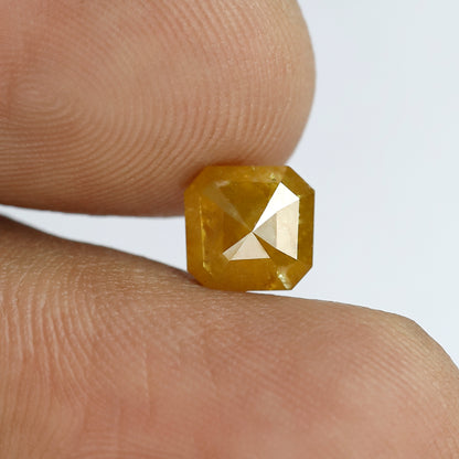 1.38 Ct Radiant Cut Yellowish Rustic Diamond | 6.40 mm Natural Ethically Sourced Loose Diamond