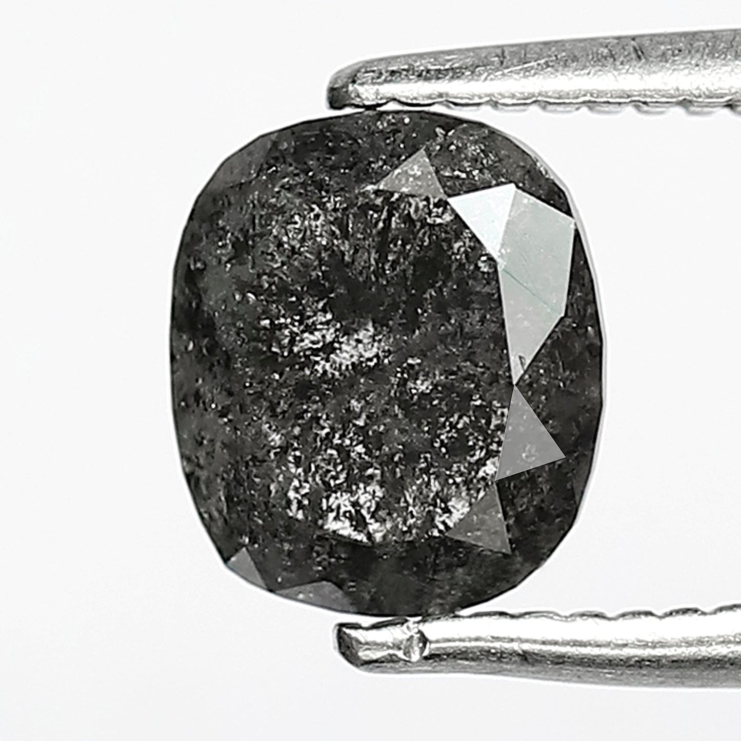 1.28 CT Natural Oval Salt and Pepper Diamond, Earth Mined Gray Black Diamond 6.70 x 5.70 mm Loose Stone for Custom Ring