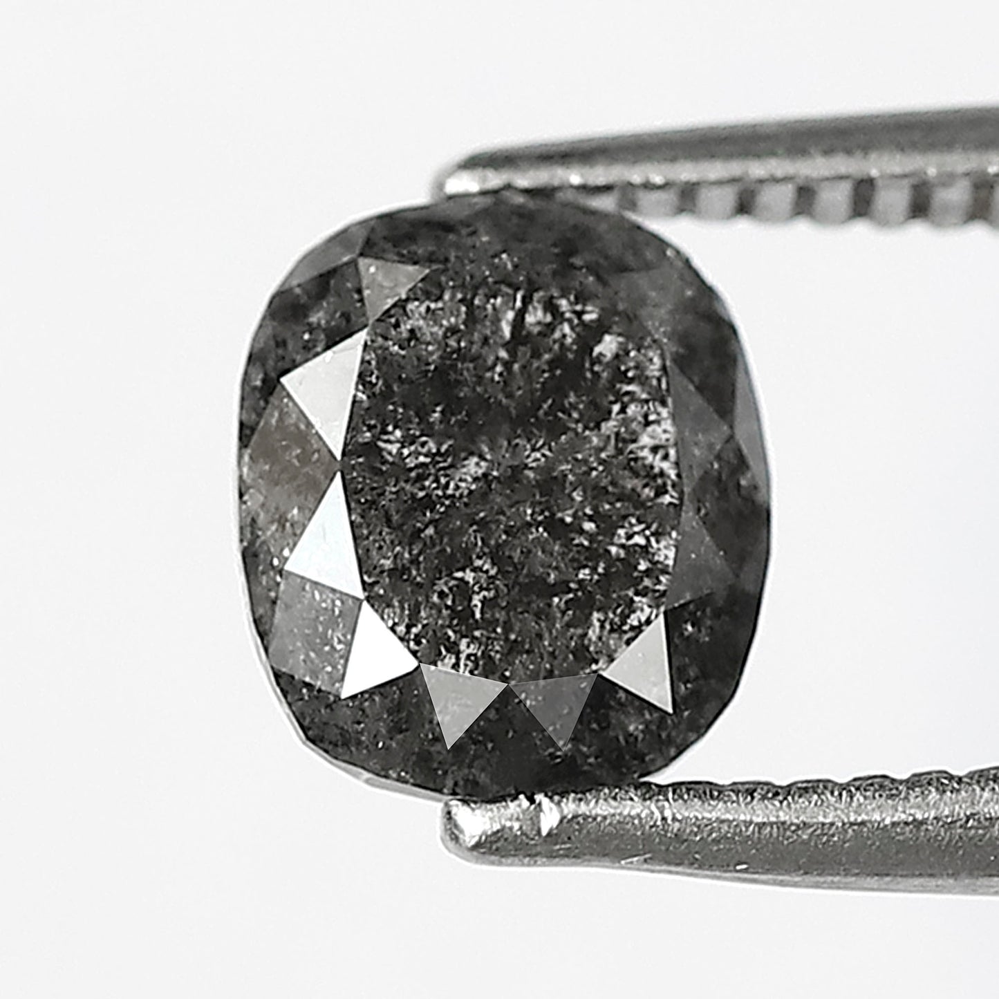 1.28 CT Natural Oval Salt and Pepper Diamond, Earth Mined Gray Black Diamond 6.70 x 5.70 mm Loose Stone for Custom Ring