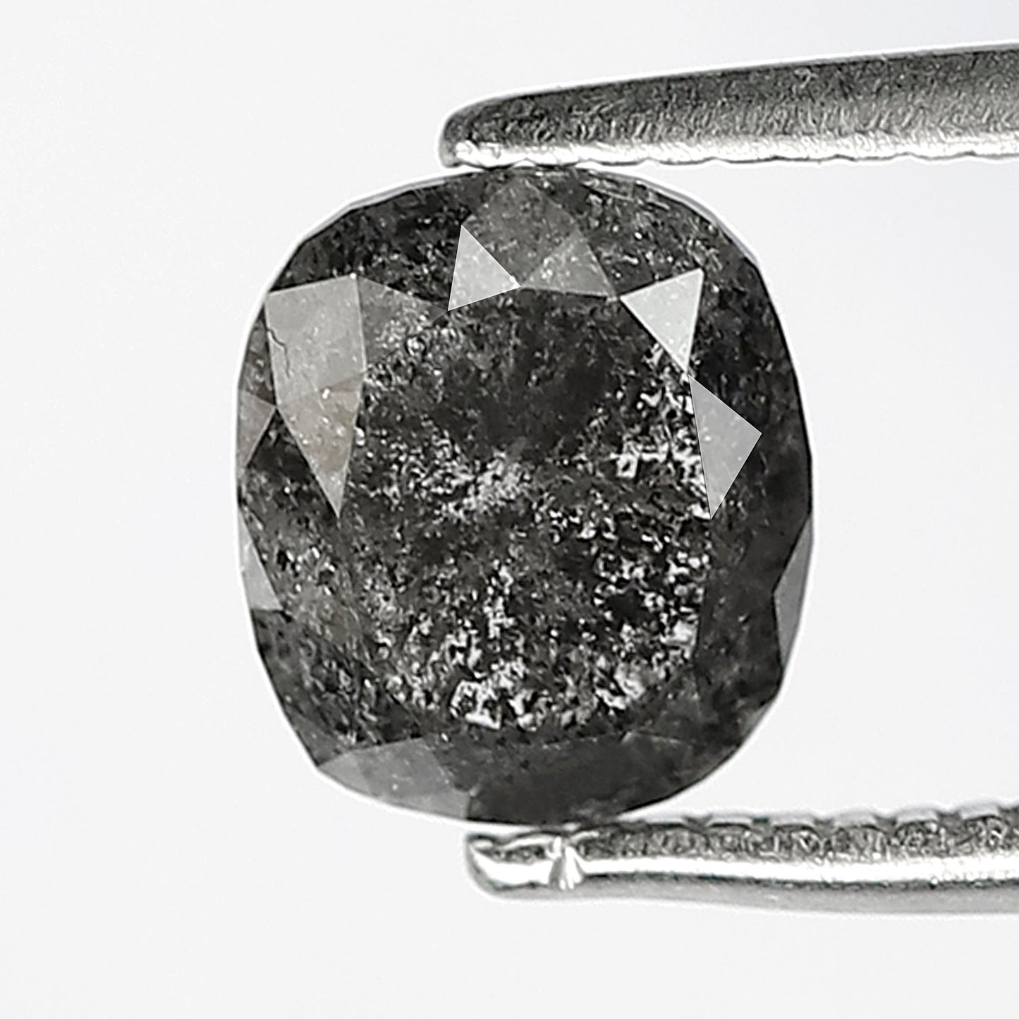 1.28 CT Natural Oval Salt and Pepper Diamond, Earth Mined Gray Black Diamond 6.70 x 5.70 mm Loose Stone for Custom Ring