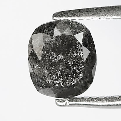 1.28 CT Natural Oval Salt and Pepper Diamond, Earth Mined Gray Black Diamond 6.70 x 5.70 mm Loose Stone for Custom Ring