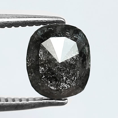 1.28 CT Natural Oval Salt and Pepper Diamond, Earth Mined Gray Black Diamond 6.70 x 5.70 mm Loose Stone for Custom Ring