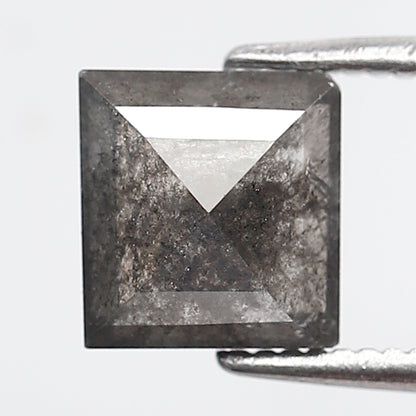 1.50 Ct Square Cut Salt and Pepper Diamond, Natural Gray Black Loose Diamond, Conflict Free Ethical Stone