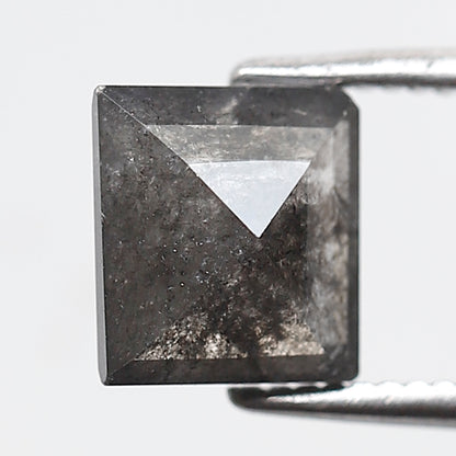 1.50 Ct Square Cut Salt and Pepper Diamond, Natural Gray Black Loose Diamond, Conflict Free Ethical Stone