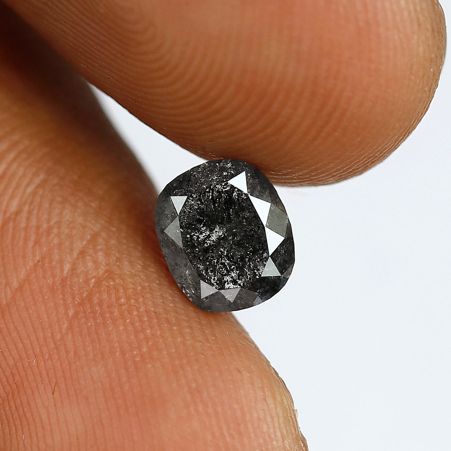 1.28 CT Natural Oval Salt and Pepper Diamond, Earth Mined Gray Black Diamond 6.70 x 5.70 mm Loose Stone for Custom Ring