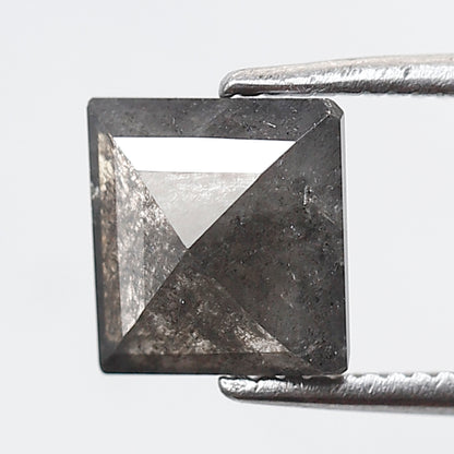 1.50 Ct Square Cut Salt and Pepper Diamond, Natural Gray Black Loose Diamond, Conflict Free Ethical Stone