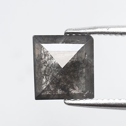 1.50 Ct Square Cut Salt and Pepper Diamond, Natural Gray Black Loose Diamond, Conflict Free Ethical Stone