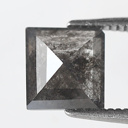 1.50 Ct Square Cut Salt and Pepper Diamond, Natural Gray Black Loose Diamond, Conflict Free Ethical Stone