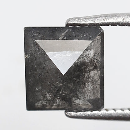 1.50 Ct Square Cut Salt and Pepper Diamond, Natural Gray Black Loose Diamond, Conflict Free Ethical Stone