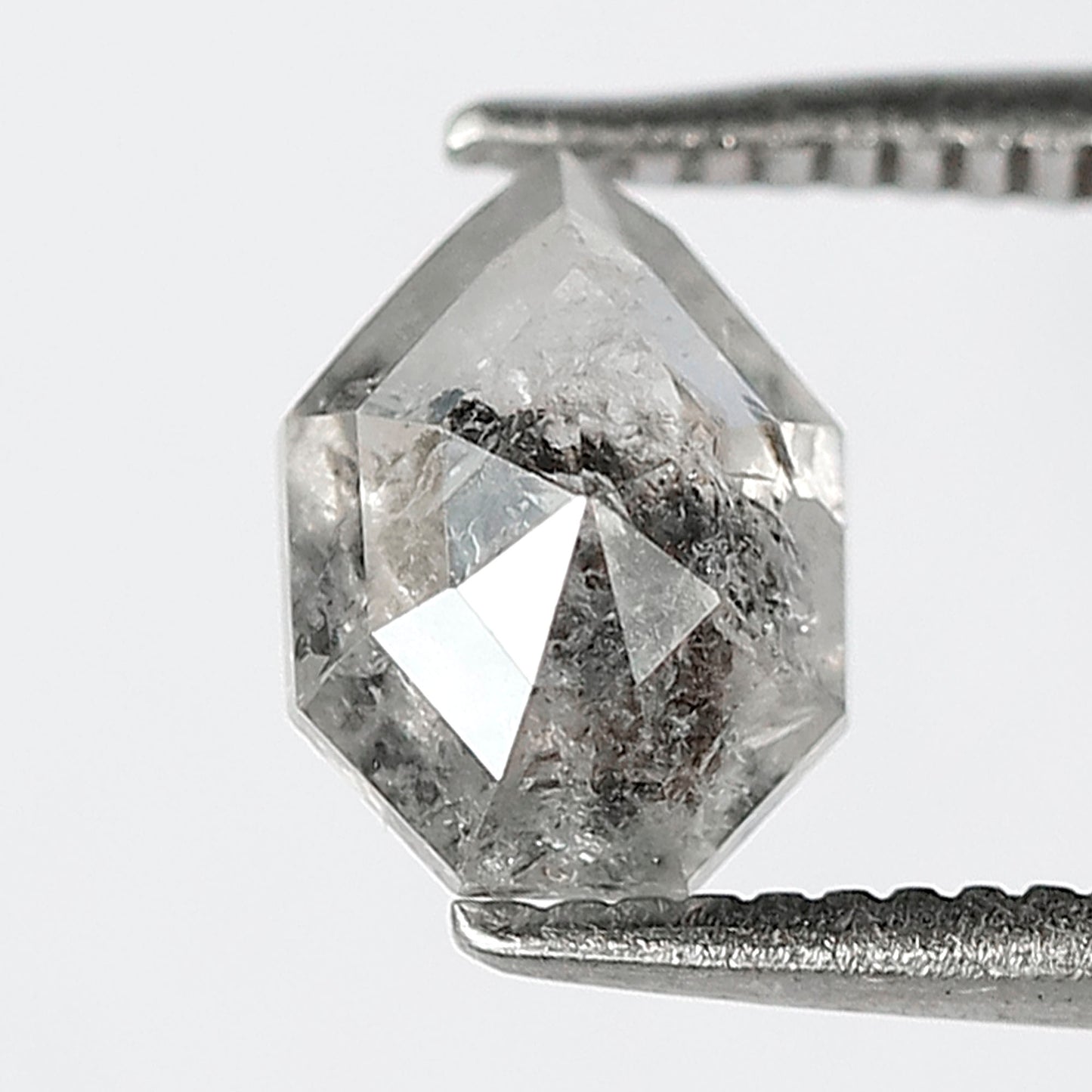 Unique 1.20 CT Modified Shield Cut Salt & Pepper Diamond, Natural Misty White Loose Diamond 7.30x5.40 mm for Ring Design