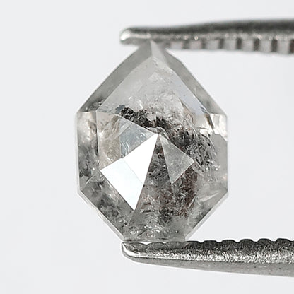 Unique 1.20 CT Modified Shield Cut Salt & Pepper Diamond, Natural Misty White Loose Diamond 7.30x5.40 mm for Ring Design