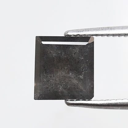 1.50 Ct Square Cut Salt and Pepper Diamond, Natural Gray Black Loose Diamond, Conflict Free Ethical Stone