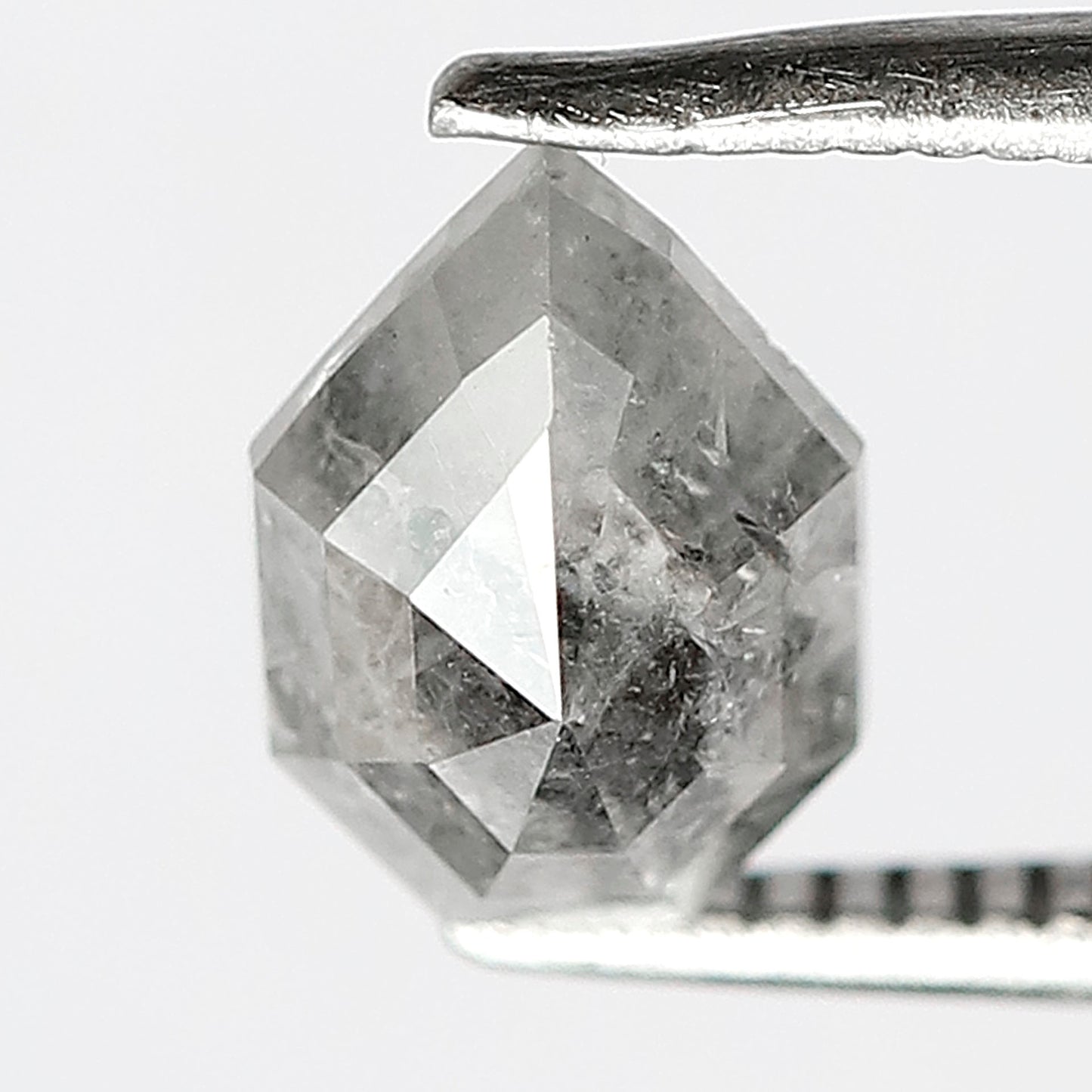 Unique 1.20 CT Modified Shield Cut Salt & Pepper Diamond, Natural Misty White Loose Diamond 7.30x5.40 mm for Ring Design