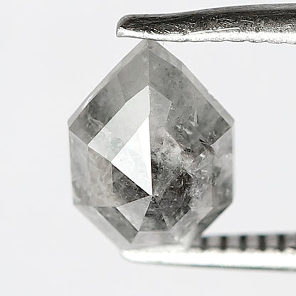 Unique 1.20 CT Modified Shield Cut Salt & Pepper Diamond, Natural Misty White Loose Diamond 7.30x5.40 mm for Ring Design