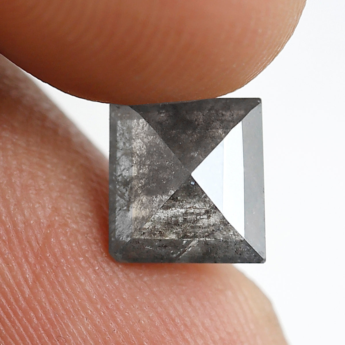 1.50 Ct Square Cut Salt and Pepper Diamond, Natural Gray Black Loose Diamond, Conflict Free Ethical Stone