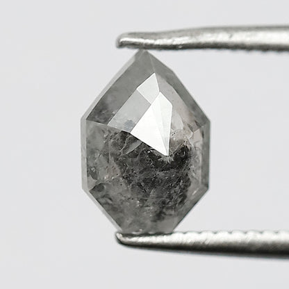 Unique 1.20 CT Modified Shield Cut Salt & Pepper Diamond, Natural Misty White Loose Diamond 7.30x5.40 mm for Ring Design