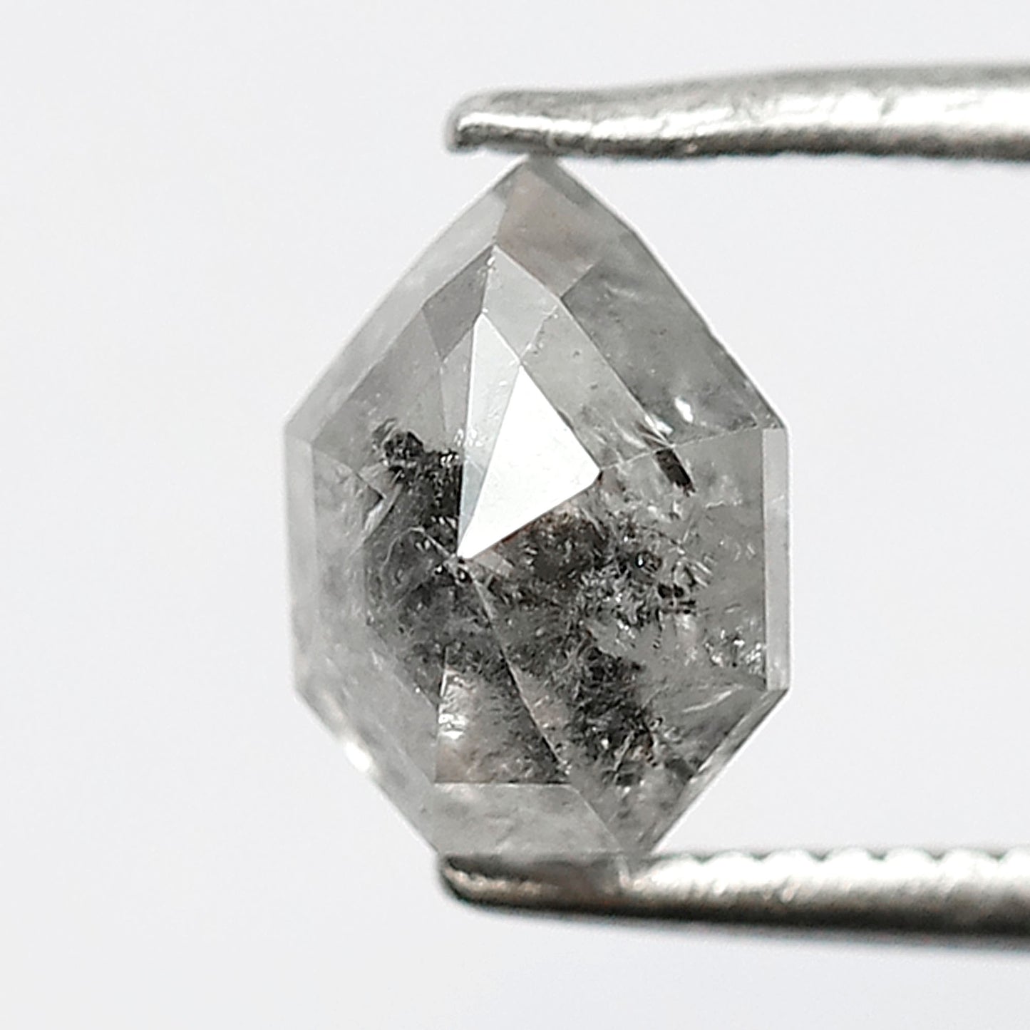 Unique 1.20 CT Modified Shield Cut Salt & Pepper Diamond, Natural Misty White Loose Diamond 7.30x5.40 mm for Ring Design