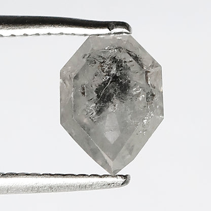 Unique 1.20 CT Modified Shield Cut Salt & Pepper Diamond, Natural Misty White Loose Diamond 7.30x5.40 mm for Ring Design