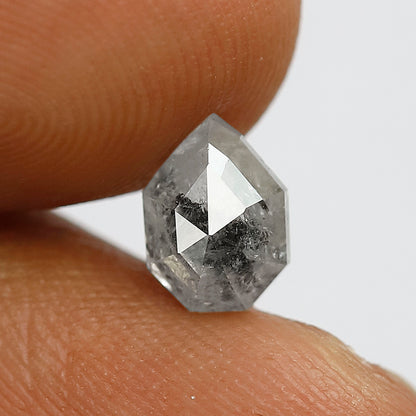 Unique 1.20 CT Modified Shield Cut Salt & Pepper Diamond, Natural Misty White Loose Diamond 7.30x5.40 mm for Ring Design