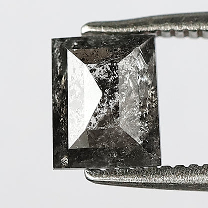 0.93 Carat Baguette Cut Salt and Pepper Diamond, Natural Gray Black Ethical Loose Diamond for Fine Jewelry