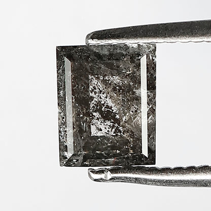 0.93 Carat Baguette Cut Salt and Pepper Diamond, Natural Gray Black Ethical Loose Diamond for Fine Jewelry