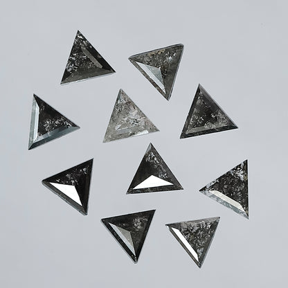 Natural Triangle Cut Salt and Pepper Diamond Lot – 1.42 Carat Gray Black Loose Diamonds for Jewelry Making