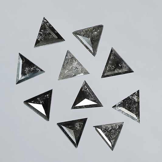 Natural Triangle Cut Salt and Pepper Diamond Lot – 1.42 Carat Gray Black Loose Diamonds for Jewelry Making