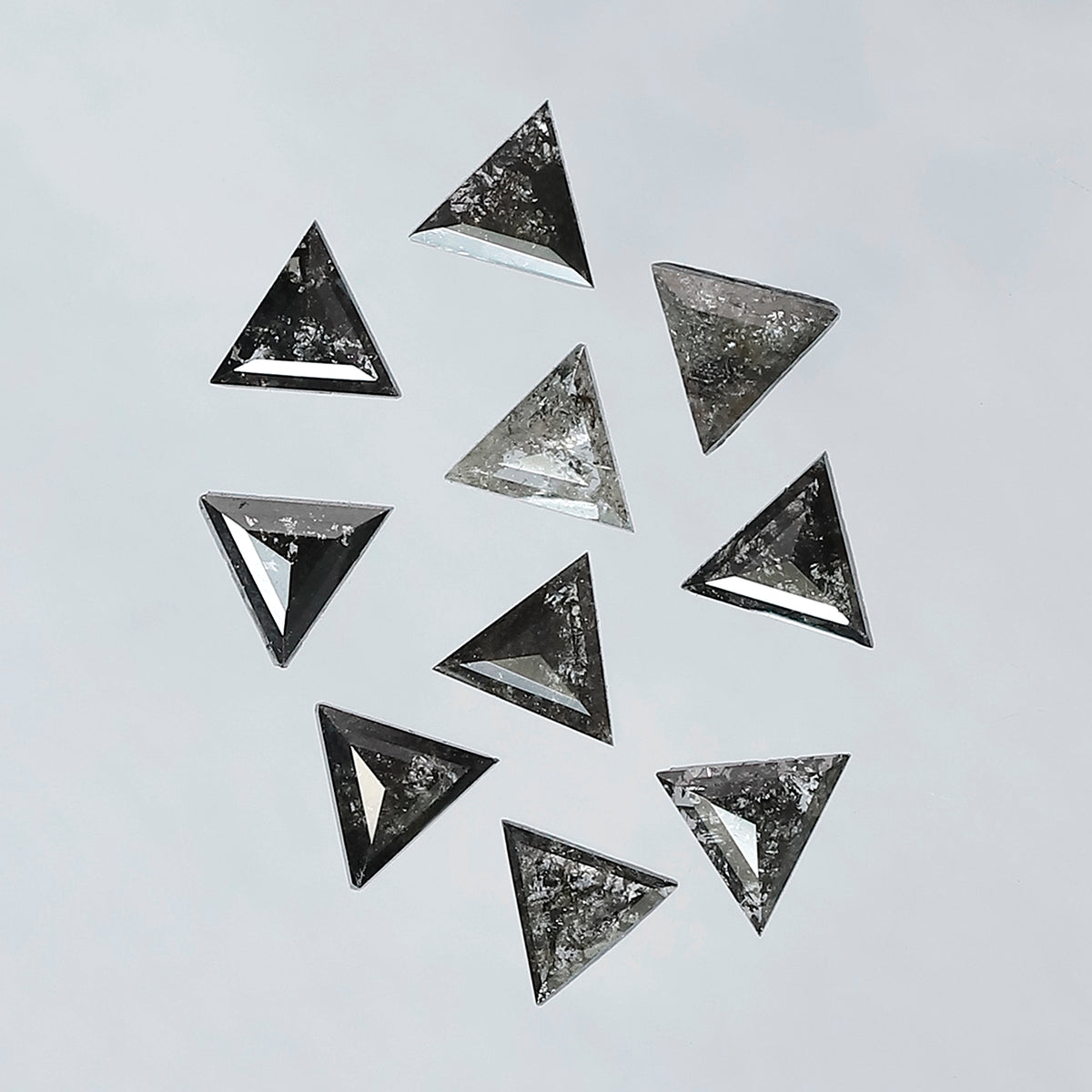 Natural Triangle Cut Salt and Pepper Diamond Lot – 1.42 Carat Gray Black Loose Diamonds for Jewelry Making