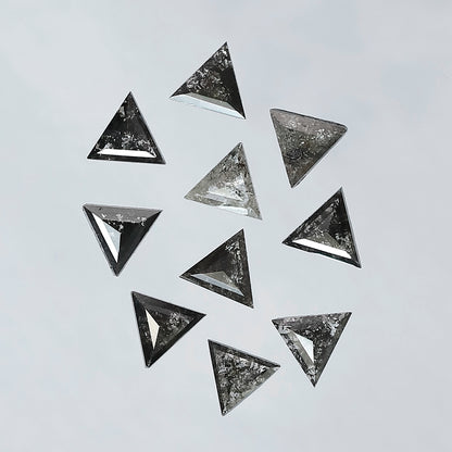 Natural Triangle Cut Salt and Pepper Diamond Lot – 1.42 Carat Gray Black Loose Diamonds for Jewelry Making