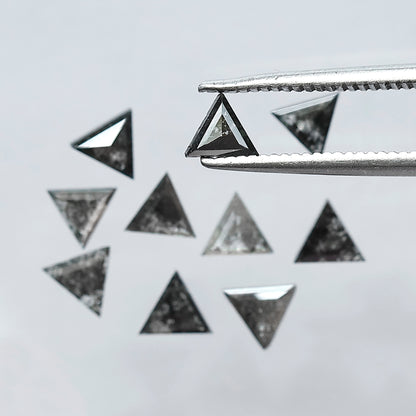 Natural Triangle Cut Salt and Pepper Diamond Lot – 1.42 Carat Gray Black Loose Diamonds for Jewelry Making