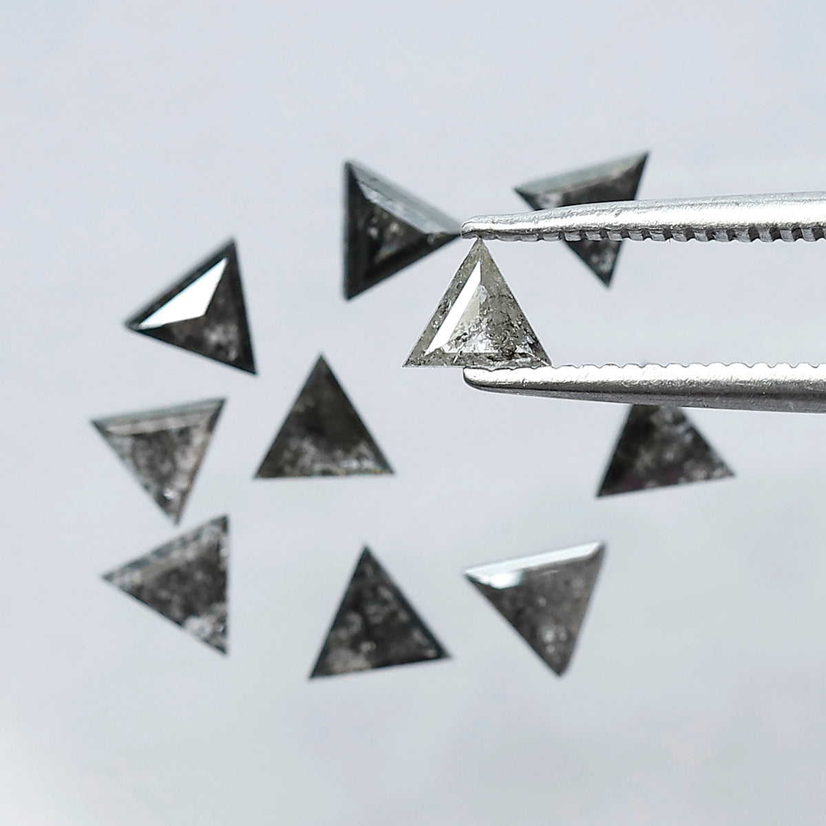Natural Triangle Cut Salt and Pepper Diamond Lot – 1.42 Carat Gray Black Loose Diamonds for Jewelry Making