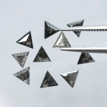 Natural Triangle Cut Salt and Pepper Diamond Lot – 1.42 Carat Gray Black Loose Diamonds for Jewelry Making