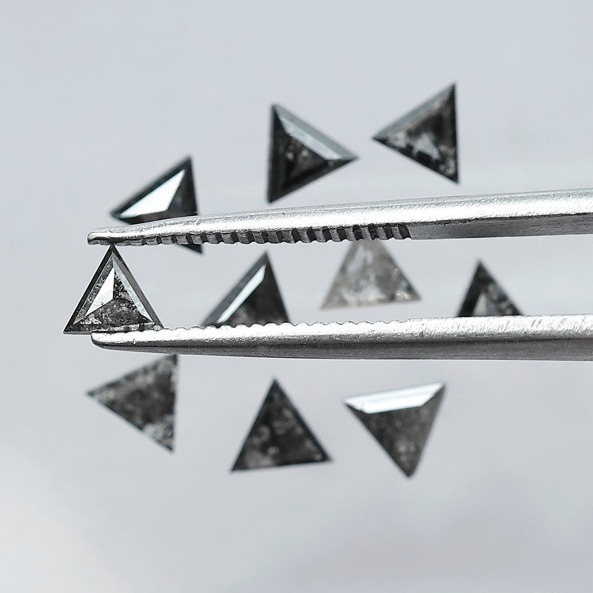 Natural Triangle Cut Salt and Pepper Diamond Lot – 1.42 Carat Gray Black Loose Diamonds for Jewelry Making