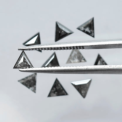 Natural Triangle Cut Salt and Pepper Diamond Lot – 1.42 Carat Gray Black Loose Diamonds for Jewelry Making