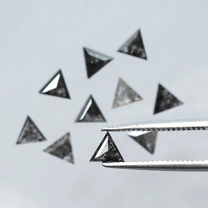 Natural Triangle Cut Salt and Pepper Diamond Lot – 1.42 Carat Gray Black Loose Diamonds for Jewelry Making