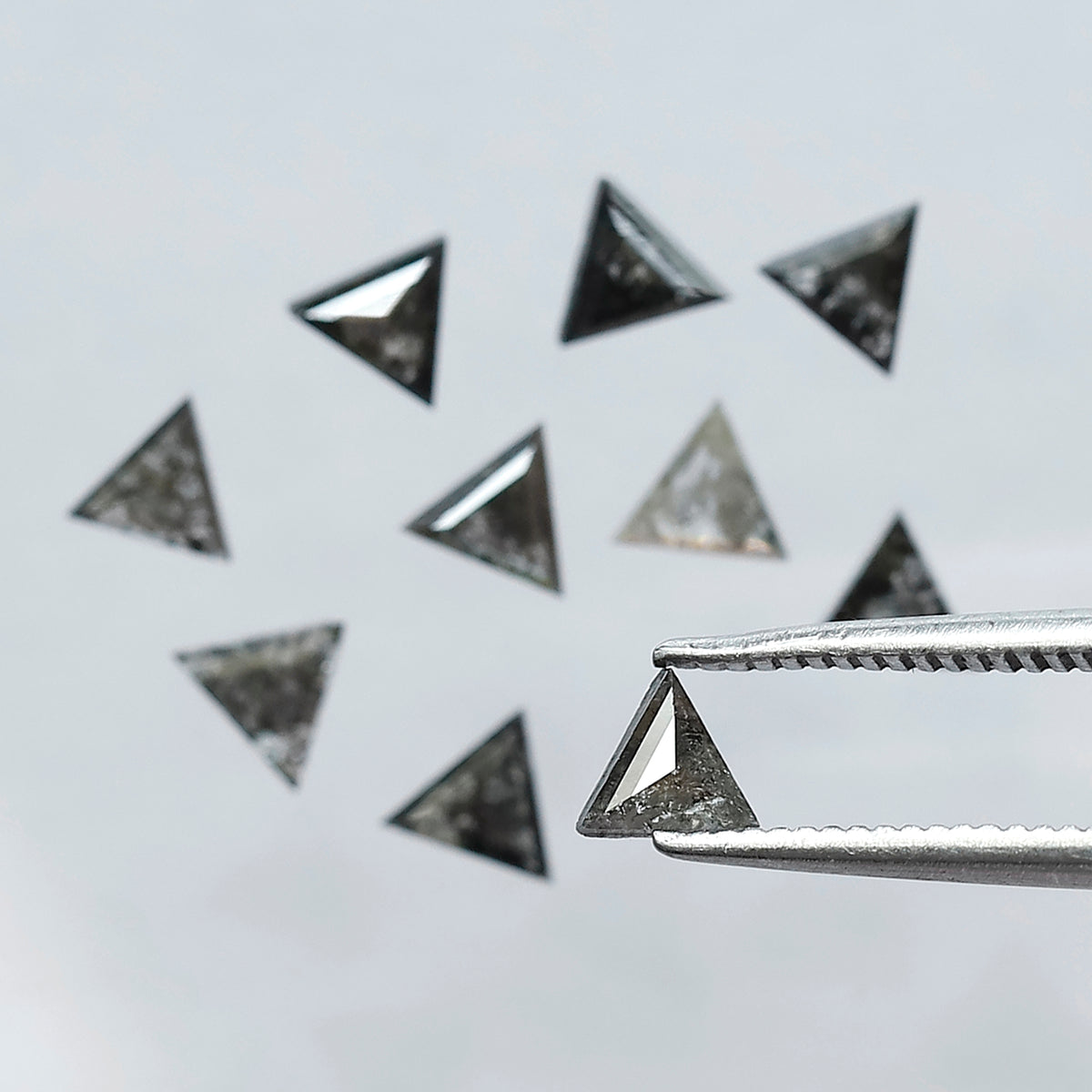 Natural Triangle Cut Salt and Pepper Diamond Lot – 1.42 Carat Gray Black Loose Diamonds for Jewelry Making