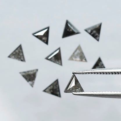 Natural Triangle Cut Salt and Pepper Diamond Lot – 1.42 Carat Gray Black Loose Diamonds for Jewelry Making