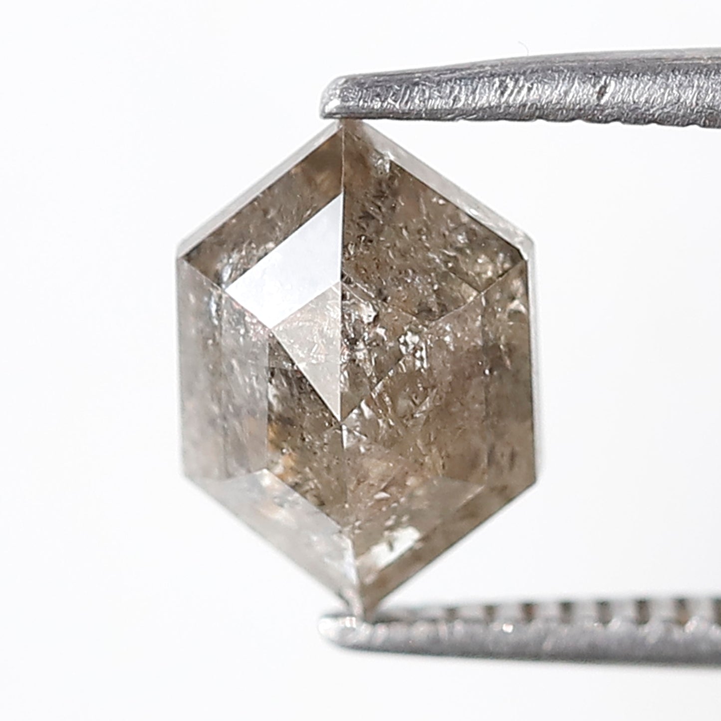 Natural Brown Black Salt and Pepper Hexagon Diamond 1.52 Ct, Elongated Loose Ethical Diamond for Pendant, Wedding Jewelry