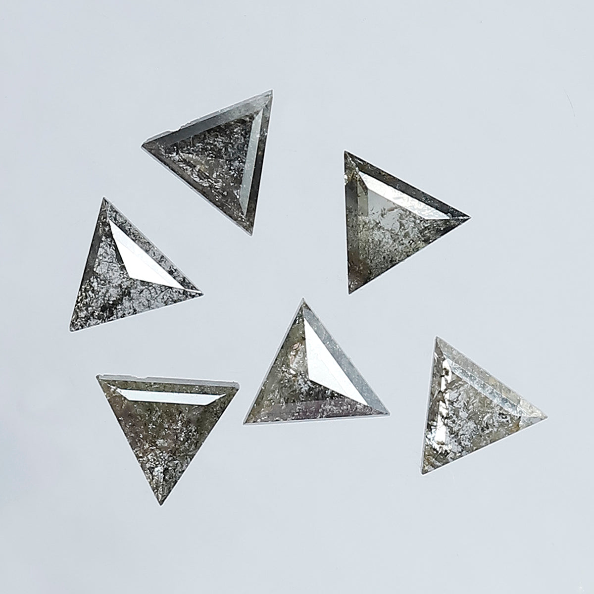 1.07 CT Natural Earth Mined Triangle Cut Salt and Pepper Diamond Lot – 4.00 x 4.00 mm Gray Black Loose Diamonds