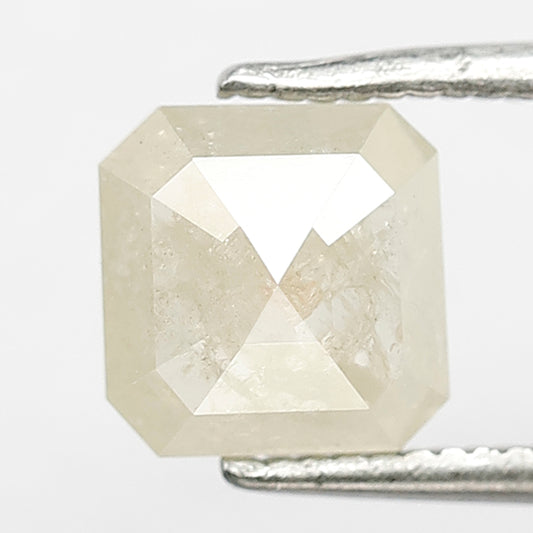 1.28 CT Fancy Translucent Light Yellow Color Diamond 6.7 MM Emerald Shape Diamond Earth Mined Salt and Pepper Rustic Diamond