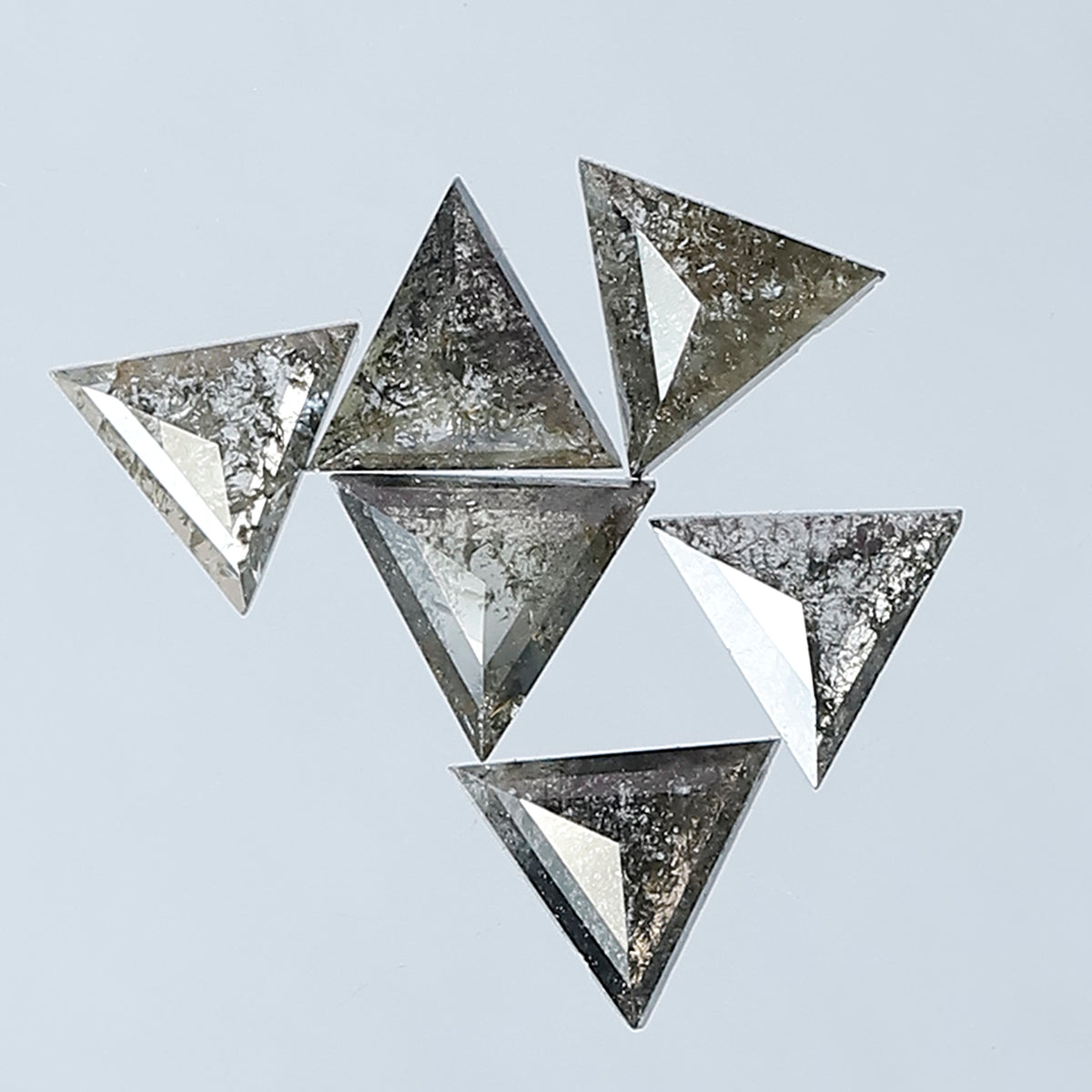 1.07 CT Natural Earth Mined Triangle Cut Salt and Pepper Diamond Lot – 4.00 x 4.00 mm Gray Black Loose Diamonds