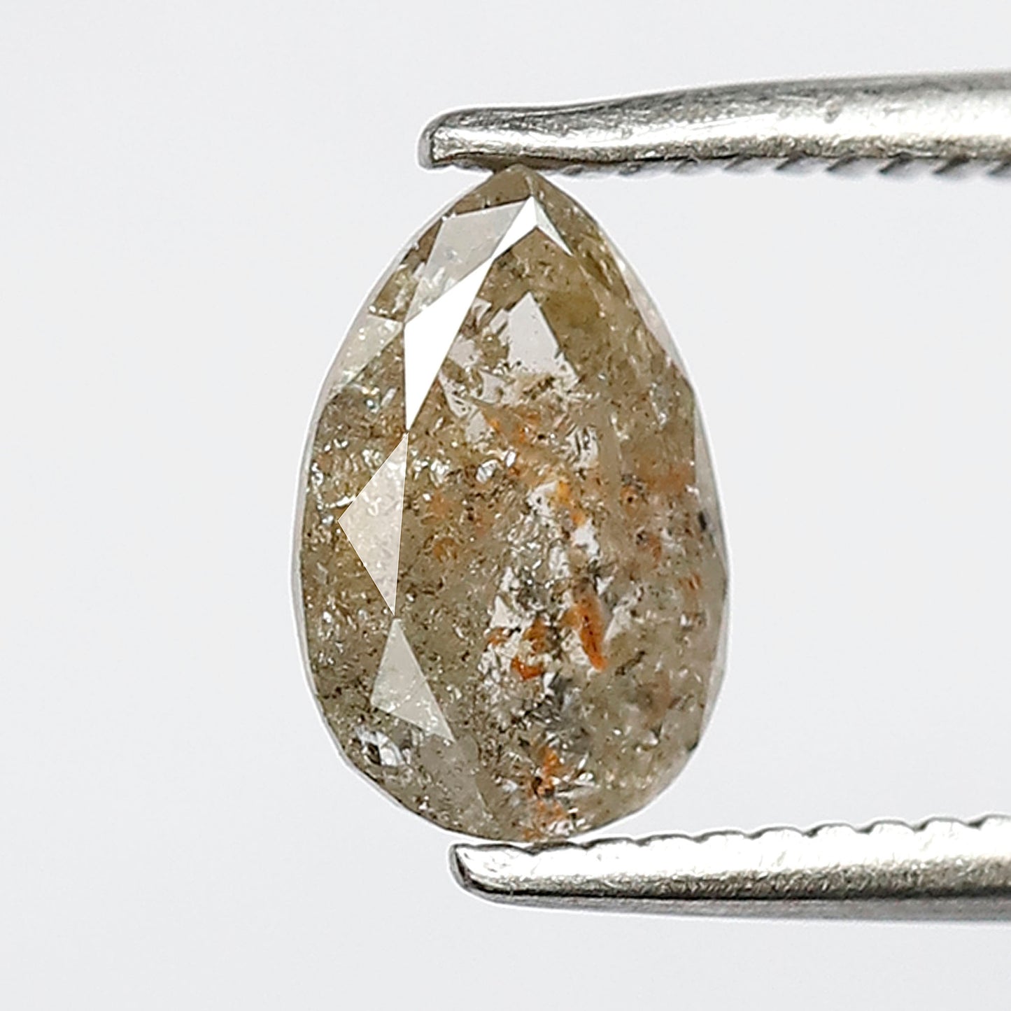 0.94 Ct Pear Shape Salt & Pepper Diamond, 7.60 mm Natural Light Brown Conflict Free Loose Diamond for Engagement Ring