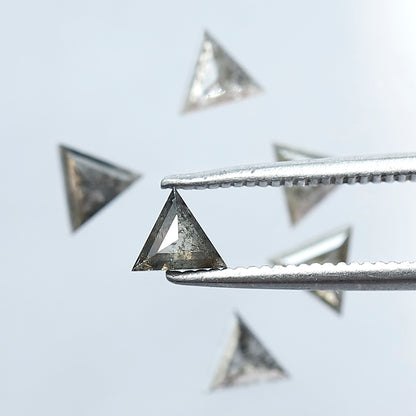 1.07 CT Natural Earth Mined Triangle Cut Salt and Pepper Diamond Lot – 4.00 x 4.00 mm Gray Black Loose Diamonds