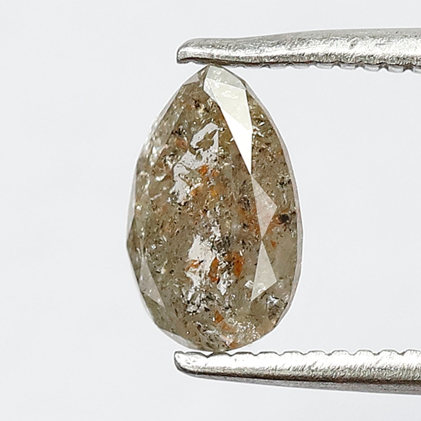 0.94 Ct Pear Shape Salt & Pepper Diamond, 7.60 mm Natural Light Brown Conflict Free Loose Diamond for Engagement Ring