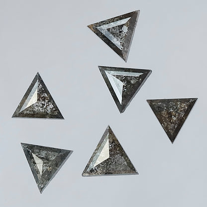 1.06 Ct, 6 Pcs Earth Mined Triangle Cut Gray Black Salt and Pepper Diamonds for Jewelry Making
