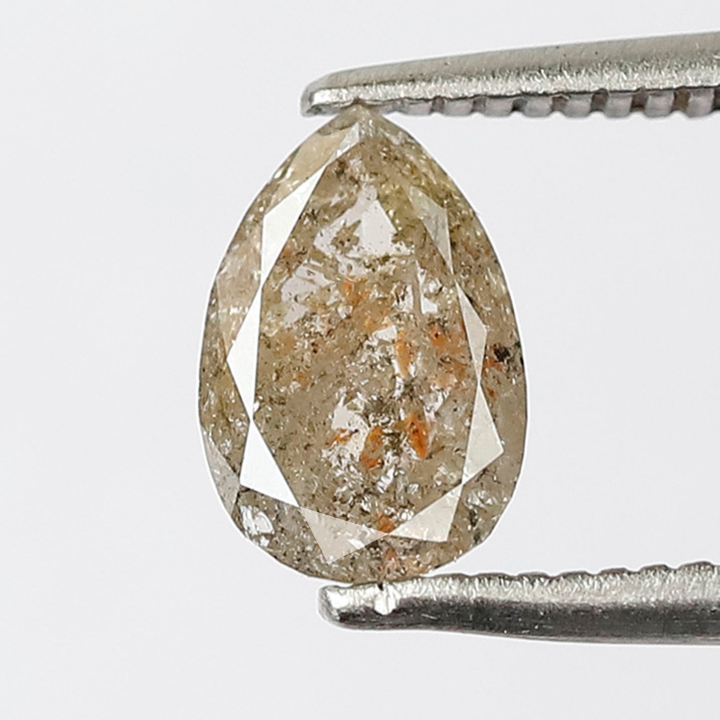0.94 Ct Pear Shape Salt & Pepper Diamond, 7.60 mm Natural Light Brown Conflict Free Loose Diamond for Engagement Ring
