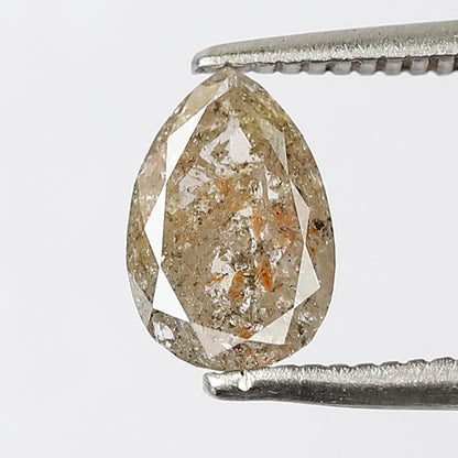 0.94 Ct Pear Shape Salt & Pepper Diamond, 7.60 mm Natural Light Brown Conflict Free Loose Diamond for Engagement Ring