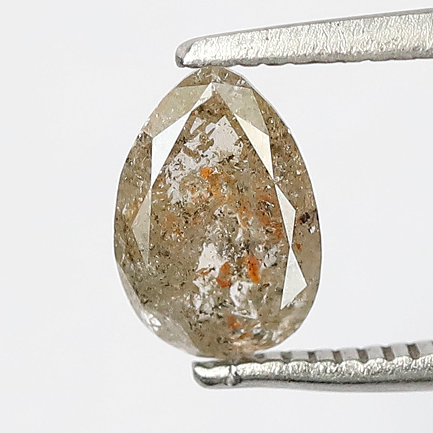0.94 Ct Pear Shape Salt & Pepper Diamond, 7.60 mm Natural Light Brown Conflict Free Loose Diamond for Engagement Ring