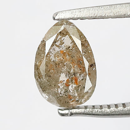 0.94 Ct Pear Shape Salt & Pepper Diamond, 7.60 mm Natural Light Brown Conflict Free Loose Diamond for Engagement Ring