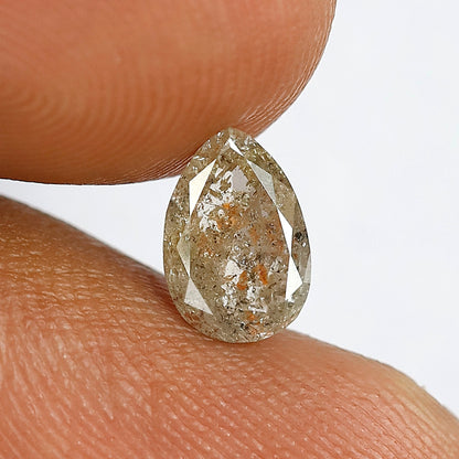 0.94 Ct Pear Shape Salt & Pepper Diamond, 7.60 mm Natural Light Brown Conflict Free Loose Diamond for Engagement Ring